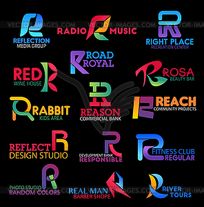 Business identity symbols with letter R - vector clip art