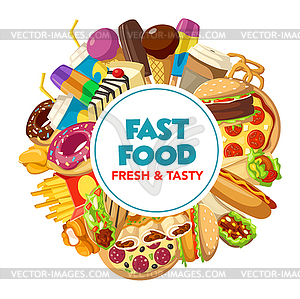 Fast food burger, drink and dessert - royalty-free vector image