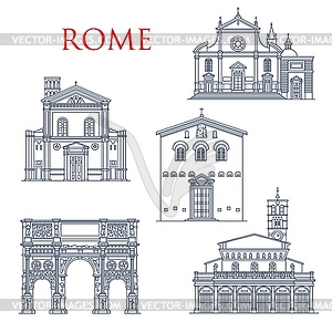 Rome landmarks, Italy famous architecture - vector image