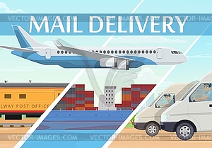 Служба доставки почты, логистика доставки - иллюстрация в векторе