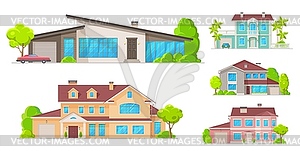 Недвижимость домов, жилых коттеджных домов - рисунок в векторном формате