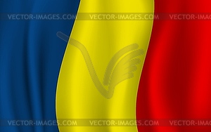 Реалистичный волнистый румынский флаг, символ Румынии - иллюстрация в векторе