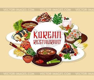 Korean restaurant food, national cuisine - vector clipart