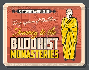 Buddhism religion, Buddha monk, swastika and stupa - vector clip art