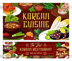 National cuisine of Korea, food and greens, soup - royalty-free vector clipart