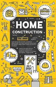 Diy tools thin line design, home repair service - vector clip art
