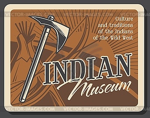 Wild west indian retro museum, tomahawk and wigwam - vector clipart / vector image