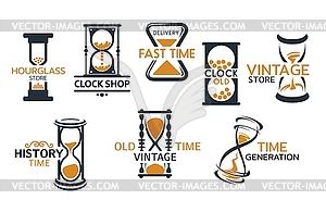 Sandglass and hourglass store icons - vector clipart