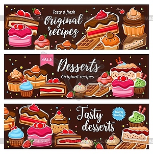 Patisserie and confectionery. Desserts, sweet food - vector clipart