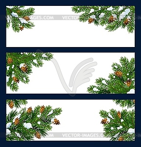 Christmas tree and pine branches with copy space - vector image