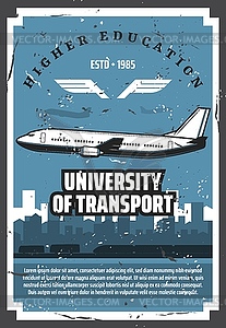 University of air transport, aviation school - vector clipart