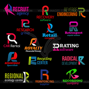 R icons, modern color corporate identity design - vector clip art