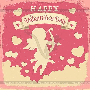 Cupid with hearts and love arrows. Valentines Day - vector clipart