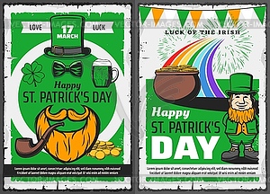 Leprechaun, shamrock, gold of St. Patricks Day - royalty-free vector image