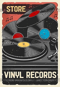 Musical instruments and vinyl records store - vector image