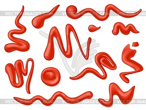 Ketchup or tomato sauce stain, splash, splat, drop - vector image