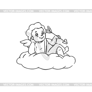 Amur winged boy on cloud - vector clipart