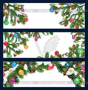 Christmas, New Year winter holiday blank banners - vector clipart