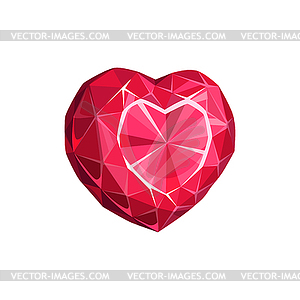 Ruby or diamond heart shape gemstone - royalty-free vector clipart