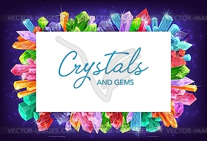 Кристаллы кварца, алмаза, аметиста, оправа - клипарт в векторном формате