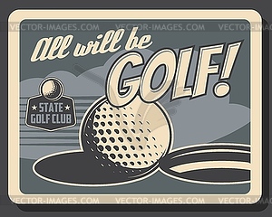 Golf club, professional sport championship - vector clipart