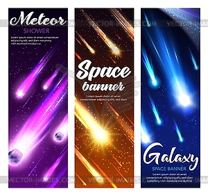 Meteor and comet shower, shooting stars, asteroids - vector clipart / vector image