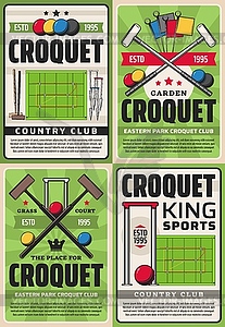 Croquet sport club and league championship - vector image