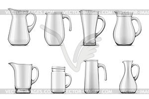 Белый кувшин или кувшин, кружка или чашка, 3d посуда - иллюстрация в векторе