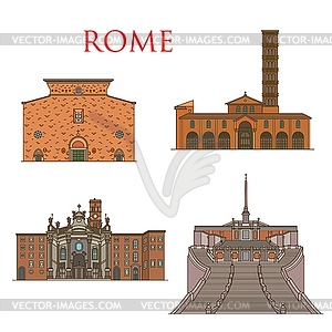 Rome architecture landmarks Italy famous buildings - vector image