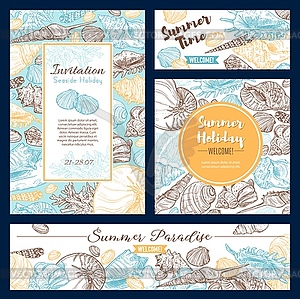 Summer paradise skethc, beach holiday vacations - vector clipart