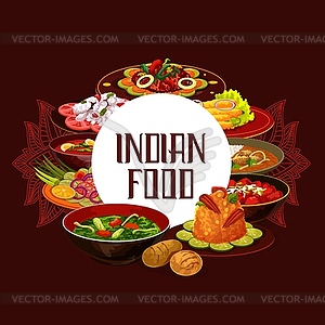 Indian restaurant, India food cooking recipe - vector clipart