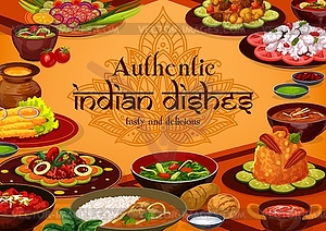 Аутентичные индийские блюда, традиционные блюда - изображение в формате EPS