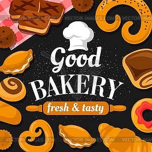 Bakery food, patisserie, desserts, sweets - royalty-free vector clipart