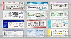 Airline tickets boarding passes, air travel - vector clip art