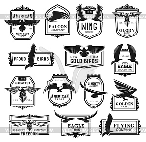 Eagle, falcon and hawk bird icons - vector EPS clipart