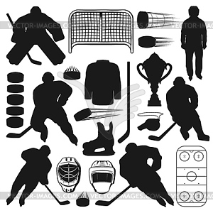 Hockey player in full gear with a stick playing Vector Image