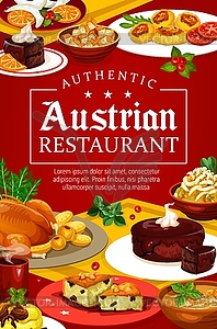 Menu of Austrian food, european cuisine dishes - vector clipart