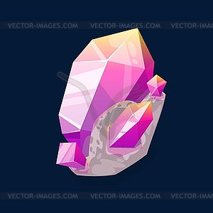 Quarts pink gemstone, purple mineral stone crystal - vector image