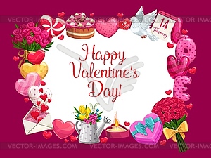Valentines Day love holiday gifts and hearts - vector clip art