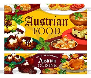 Еда, десерты Австрии, блюда национальной кухни - векторный клипарт EPS