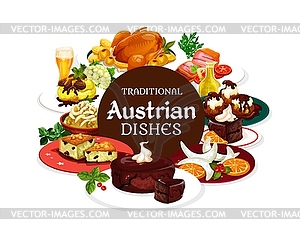 National austrian food, desserts, drinks - vector clip art