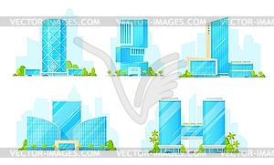 Facades of business centers and shopping malls - vector image