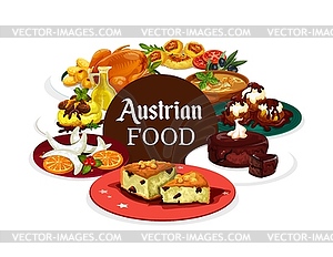 Food of Austria, national meals and desserts - vector image