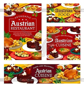 National food of Austria, desserts and course meal - vector clipart