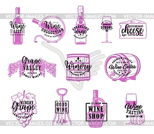 Wine and winery, winemaking company lettering - vector EPS clipart