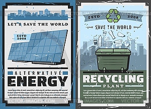 Earth planet alternative energy, eco recycling - vector clip art