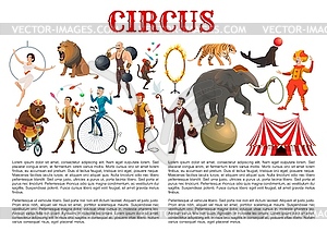 Укротители и эквилибристы цирковых животных - векторное изображение EPS