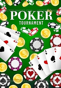 Casino poker tournament, wheel of fortune jackpot - stock vector clipart