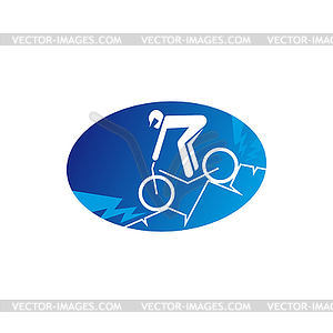 Person cycling on mountain bike, extreme sport - vector image