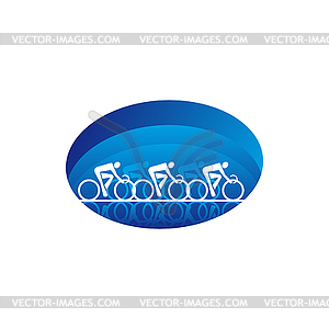 Person cycling on mountain bike, extreme sport - vector image